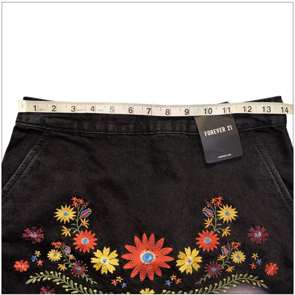 Forever 21 Black Skirt with Colorful Floral Design - Picture 4 of 6